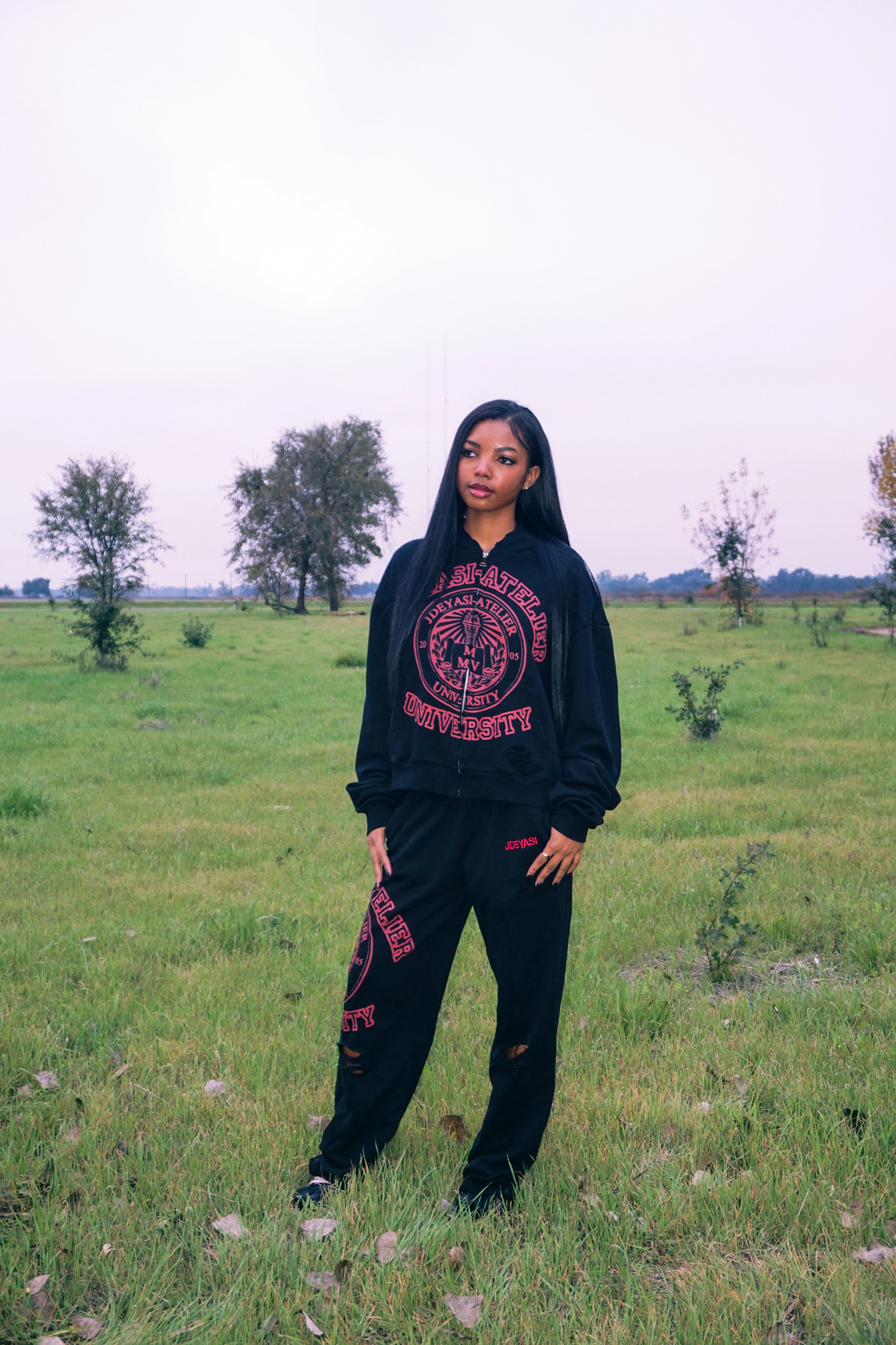 JDEYASI RED UNIVERSITY HOODIE