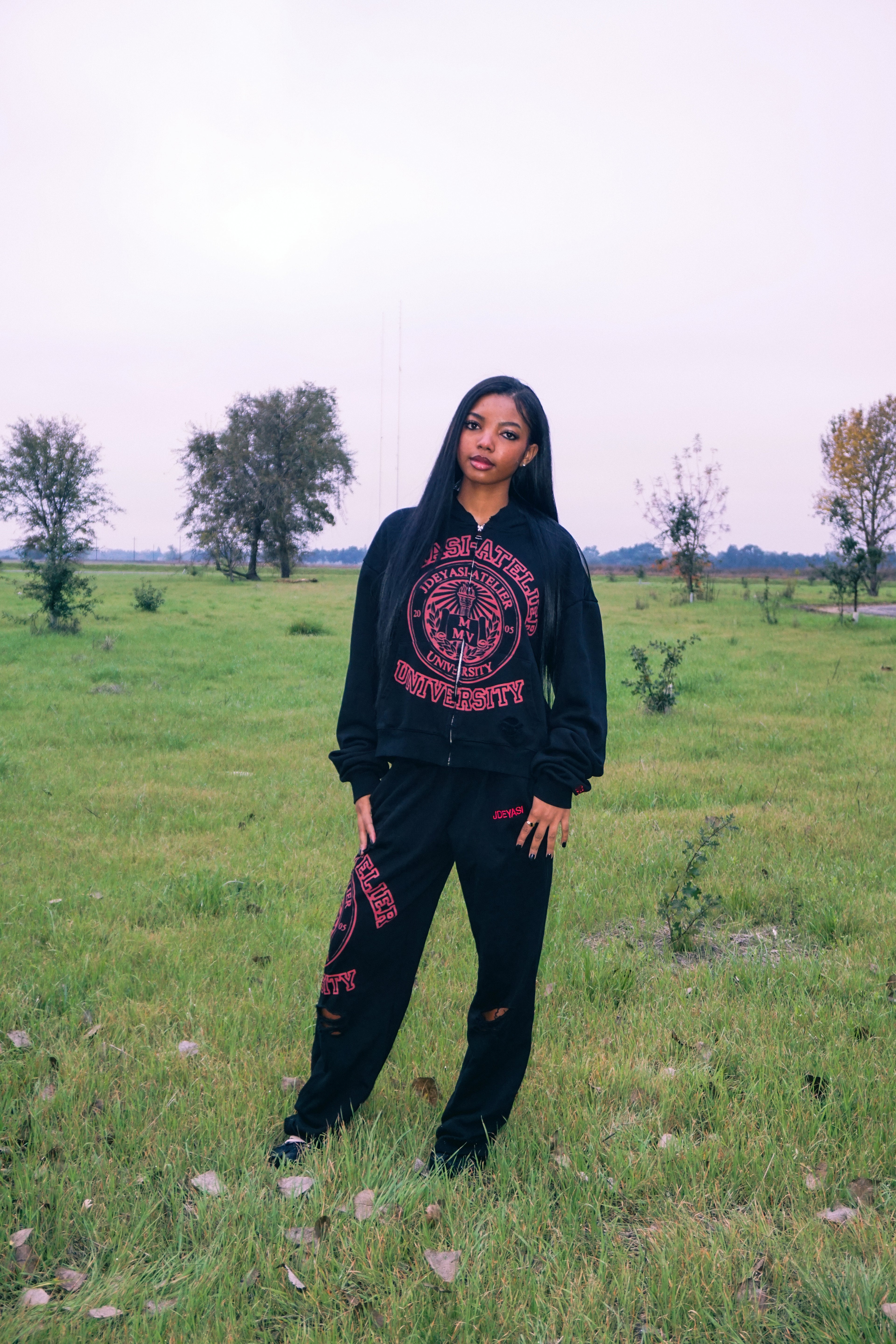 JDEYASI RED UNIVERSITY HOODIE